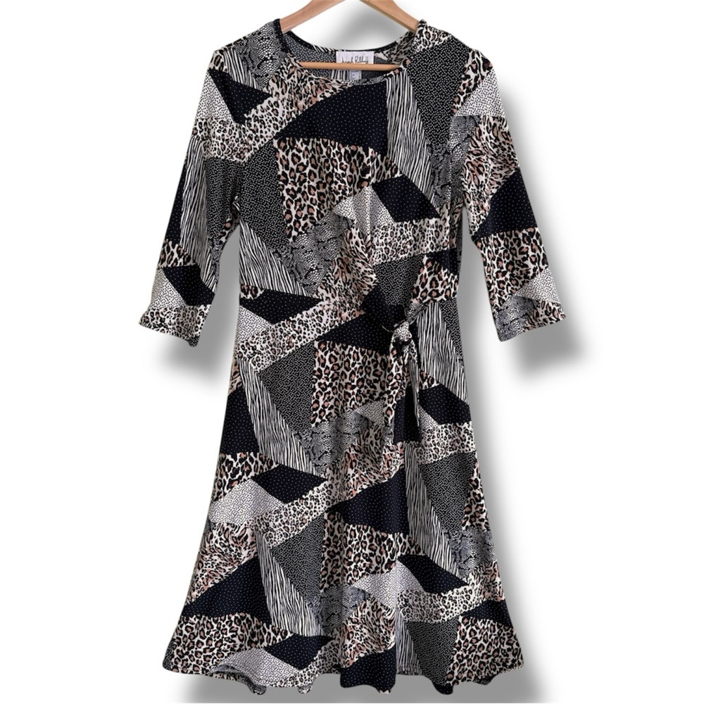 Joseph Ribkoff Mixed‑Print Dress Size 8